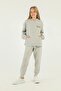 Basic Girl's Tracksuit Set with Hooded Print Detail and Steel Interlock Fabric - 2