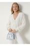 Women's Oversized Bow Detailed Ribbon Soft Knitwear Cardigan White