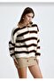 Women's Polo Neck Stripe Knitwear Sweater - 6