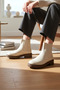 Women's Beige Genuine Leather Thick Heel Daily Boots & Booties, Size 35-41
