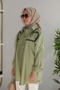 Oversized Front Embroidered Sequin Embroidered Tunic Shirt