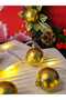 New Year's Ornament Balls 4 cm 6 Pieces Bright Yellow (Gold) - 2