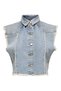 Onlhollywood Crystal Dnm Vest Red Cro Women's Light Blue Denim Vest - 15341021