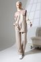 Women's Stone Color Seasonal Combed Cotton Bottom and Top Sporty and Comfortable Two-Piece Tunic Trousers Stylish Hijab Set - 7