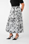 Midi Length Patterned Glittery Organza Silver-Gray Lined Pleated Skirt - 8