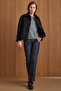 Snap Closure Pat Detailed Short Coat Black 3163 - 3