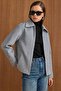 Zipper Closure Oversized Short Coat Light Gray 3157 - 6