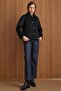 Snap Closure Pat Detailed Short Coat Black 3163 - 5