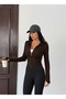 Zippered Mock Neck, Finger-Hole Scuba Fabric Top (Fleece-Lined) - 3