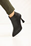 Black Skin Women's Heeled Boots 2592 - 3
