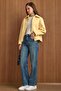Zipper Closure Oversized Short Coat Yellow 3157 - 6