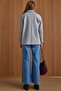 Double-Breasted Short Coat with Cape and Arm Panel Detail Light Gray 3161 - 7
