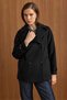 Double-Breasted Short Coat with Cape and Sleeve Pad Detail Black 3161 - 5