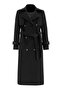 Cloak Detailed Double Breasted Coat Black 3091 - 5