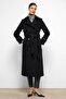 Cloak Detailed Double Breasted Coat Black 3091 - 6