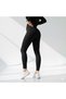Black High-Waist Ribbed Knit Seamless Ribbed Sports Leggings