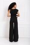 Flared Leg Scuba Crepe Trousers with Side Fabric Covering Belt| Pnt33393 Black - 5