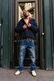 Men's Oversized Feather Cashmere Jacket Navy Blue - 6