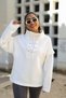Women's Lace-Up Collar Scuba Oversize Sports Stylish Design Sweatshirt - 3