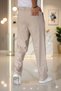 Baggy Double Pleated Cream Color Elastic Waist Quality Relaxed Fit Classic Wide Leg Baggy Pants - 3