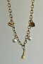 Golden Charms & Pearls Steel Necklace