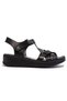 Dza07-60021011 Black Daily Orthopedic Leather Women's Sandals - 2