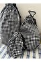 Black Gingham Ecological Cloth Pouch, Eco-Friendly Cloth Pouch, Drawstring Cloth Bag, Organizer Pouch (Set of 3) - 4