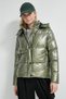 Hooded Puffy Khaki Women's Coat - 5
