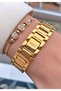 Gold Yellow Steel Band Large Case Women's Wrist Watch - Bracelet Gift - 7