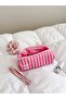 Pink Striped Single Compartment Pencil Case Liquid-Proof Washable Zippered School Pencil Case - 4