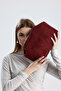 Heybes Women's Burgundy Suede Clutch Handbag - 7