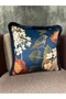 Imported Silk Velvet Navy Blue Floor Classic Bird Tufted Throw Pillow Cover (Double Sided Pattern) - 4