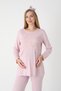 Women's Powder-Colored Easy Breastfeeding Lace Detailed Maternity Pajama Set 3-Piece Set - 8