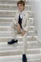 Boy 3-14 Years Old Sports Vest Set Suit with Jacket 20267 Beige - 3