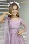 Erkut Abiye Girl Off Shoulder Sleeve Tulle Long Evening Dress 680 Lilac - 6