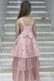 Erkut Evening Dress with Stone on the Neck and Sleeves, Short in the Front and Long in the Back, Evening Dress 648 Powder - 5