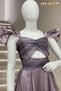 Erkut Abiye Low Sleeve Taffeta Fabric Long Evening Dress 643 Lilac - 5