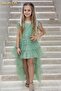 Erkut Evening Dresses Low Sleeve Buckle Front Short Back Long Evening Dress 660 Green
