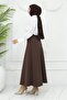 Women's Brown Scuba Knitted A-Legged Skirt t 212 - 4