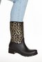 Gold Leopard Patterned Flexible Calf-proof Waterproof Comfortable Rain Boots-4001 - 2