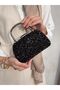 Crystal Black Stone Women's Evening Dress Bag with Long Chain Strap (Width 19 Length 11 cm) - 6