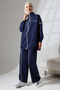 Women's Navy Blue Seasonal Combed Cotton Bottom Top Sports and Comfortable Hijab Suit - 5