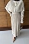 Cape Detail Long Knit Dress - 3