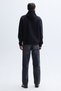 Men's Black Kangaroo Pocket Hooded Sweatshirt - 2