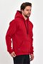 Red Color Kangaroo Pocket Hooded Sweatshirt 1205 - 8
