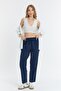 Linen Blended Loose Fitting Navy Blue Trousers
