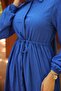 Women's Long Sleeve Gathered Hijab Blue Long Dress - 2