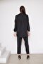 Women's Oversize Shirt Elastic Waist Trousers Black Double Set - 6