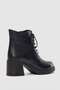 Alyor Genuine Leather Women's Boots with Laces and Side Zipper - Black - 3