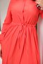 Women's Long Sleeve Gathered Hijab Red Long Dress - 2